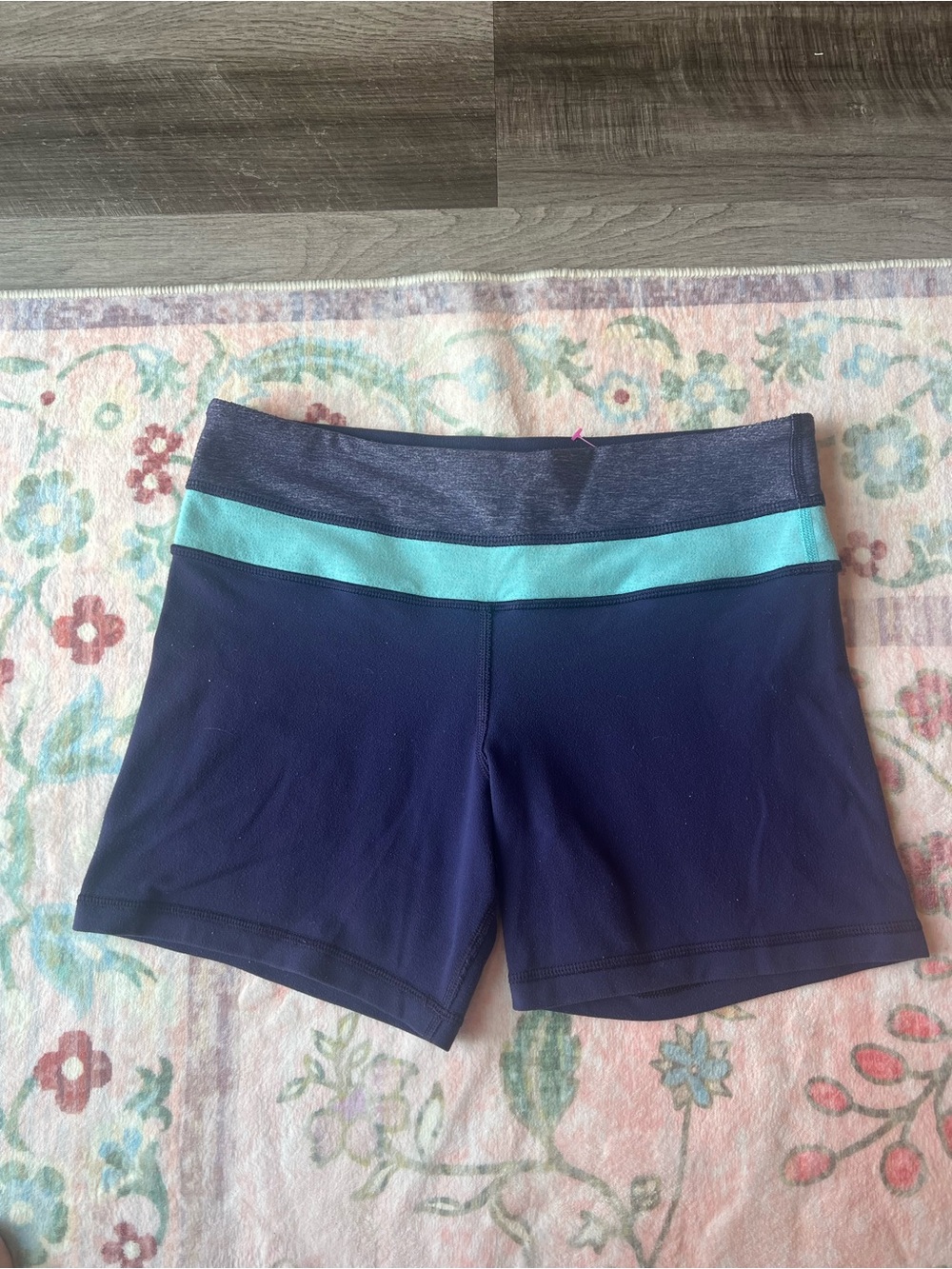 lululemon athletica reversible Navy Shorts with Aqua Waistband